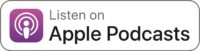Purple Apple Podcasts icon with texts that read "Listen on Apple Podcasts" on white background