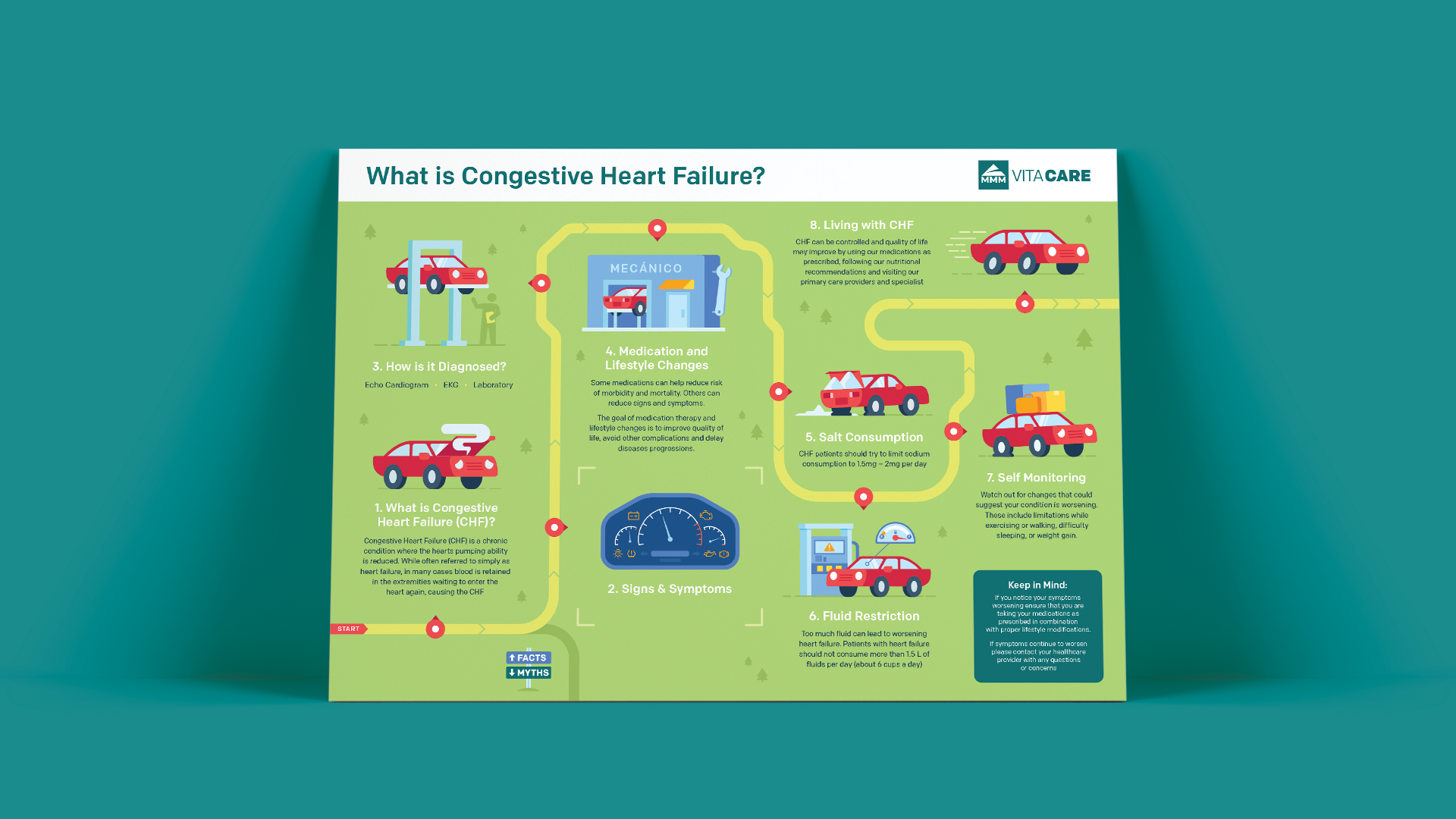 CHF-map A cartoon road map representing the lifecycle of Congestive Heart Failure