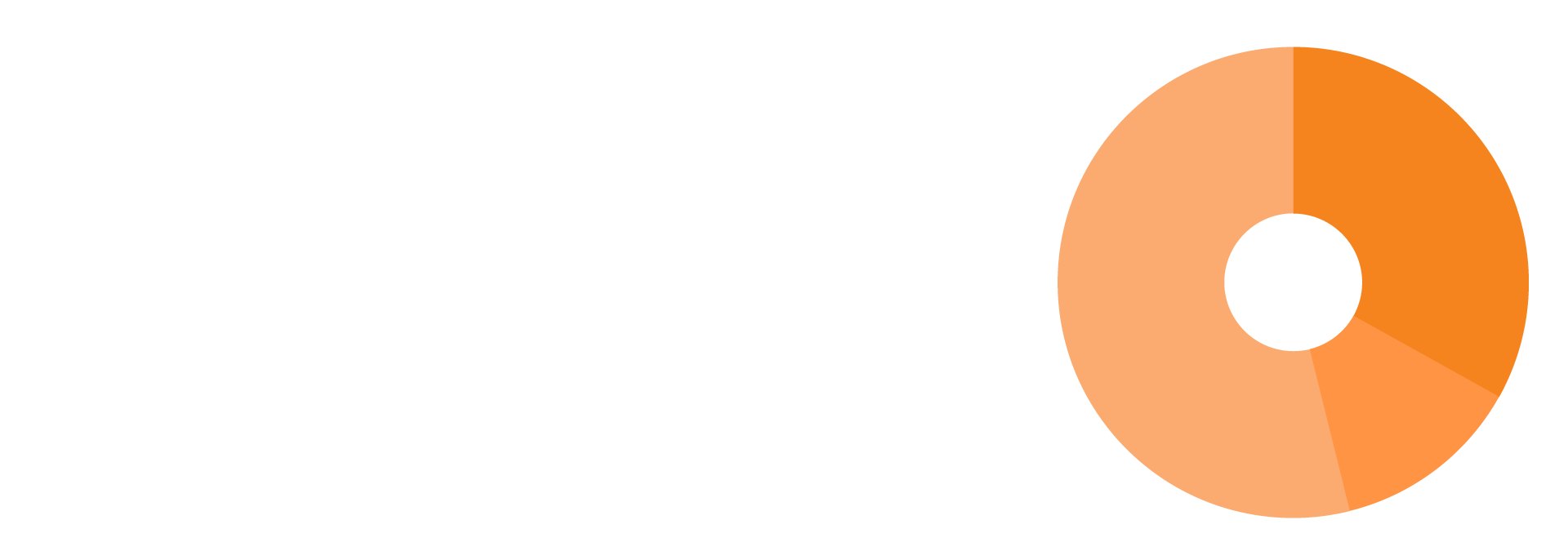 Donut graph icon with different shadings of orange