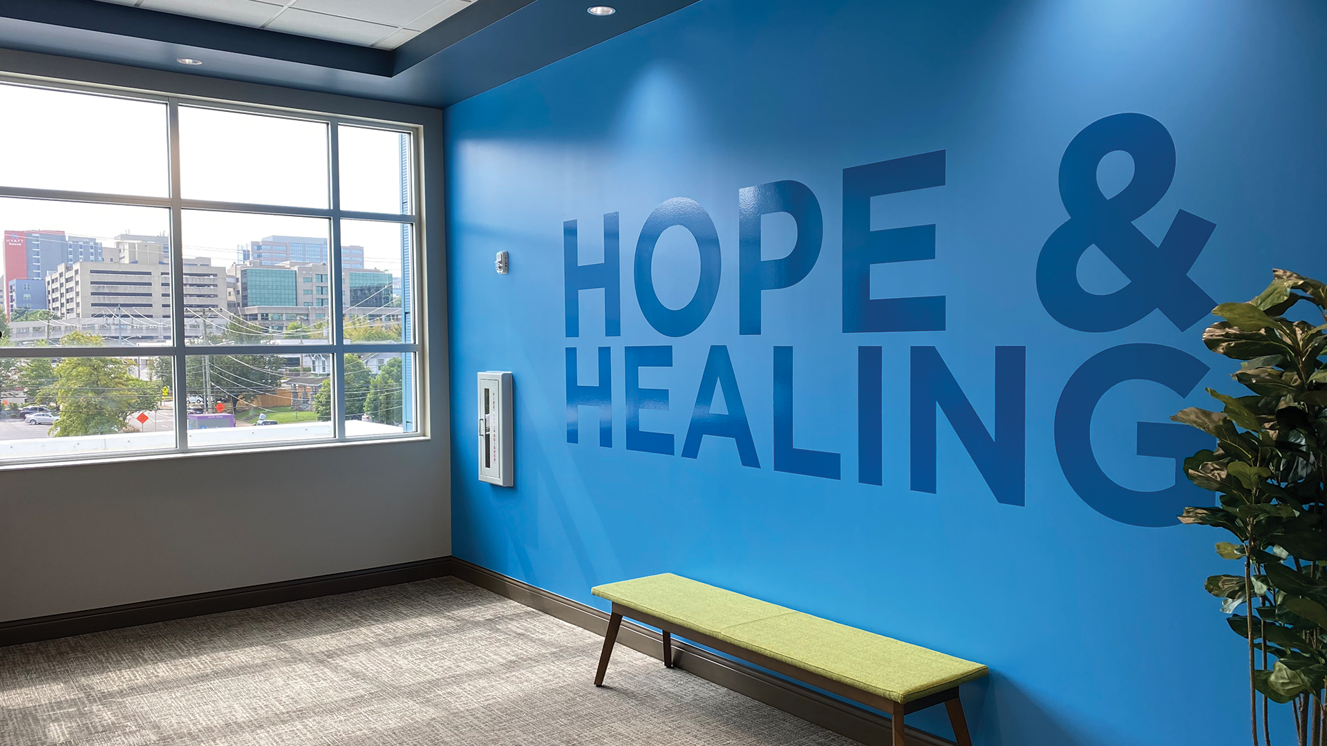 Faith-Family-Images-Resized Blue office wall with words "Hope & Healing"