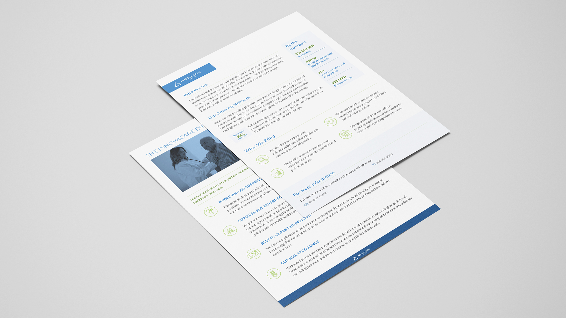 Innovacare-2020-One-Pager-Resized Two one pagers for Innovacare Health, one overlapping the other