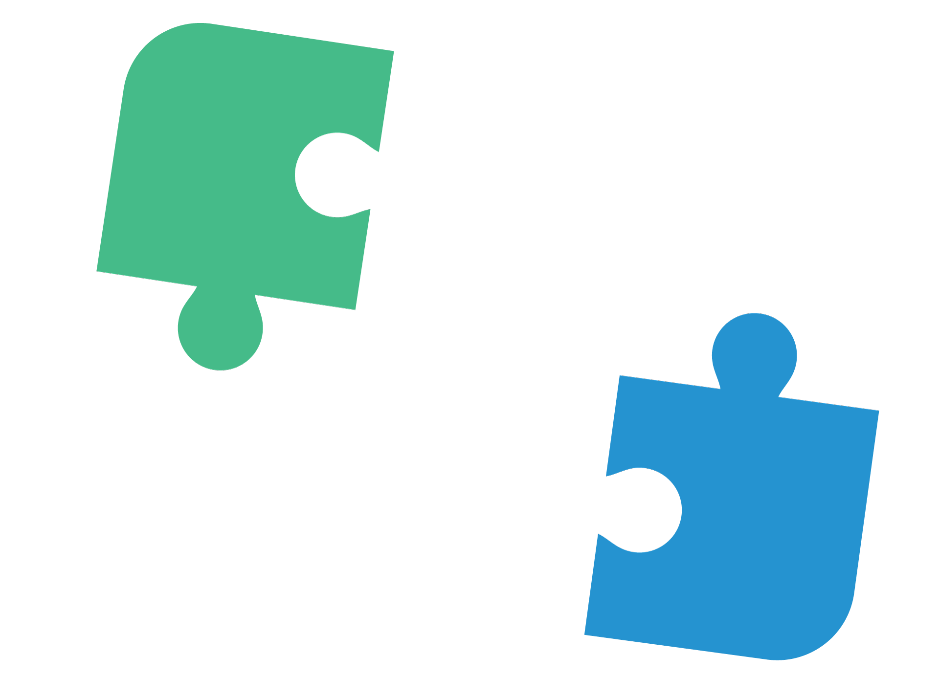 Two puzzle piece icons, one green and one blue